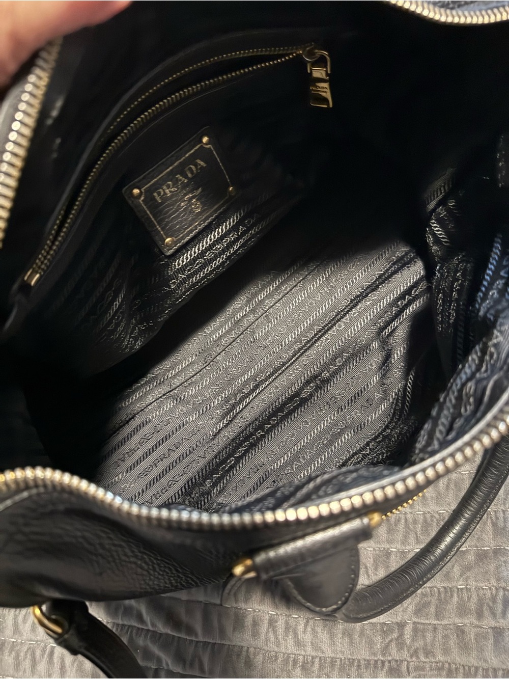 Prada Black Leather Shoulder Bag with Gold Hardware - Picture 4 of 12